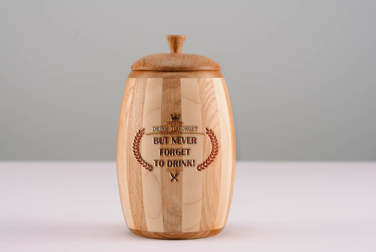 Personalised gift, engraving, wooden beer barrel photo 1
